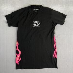 Bad Bunny T Shirt Size Small Black Pink Flames Smiley Face Reggaeton Latin Tour